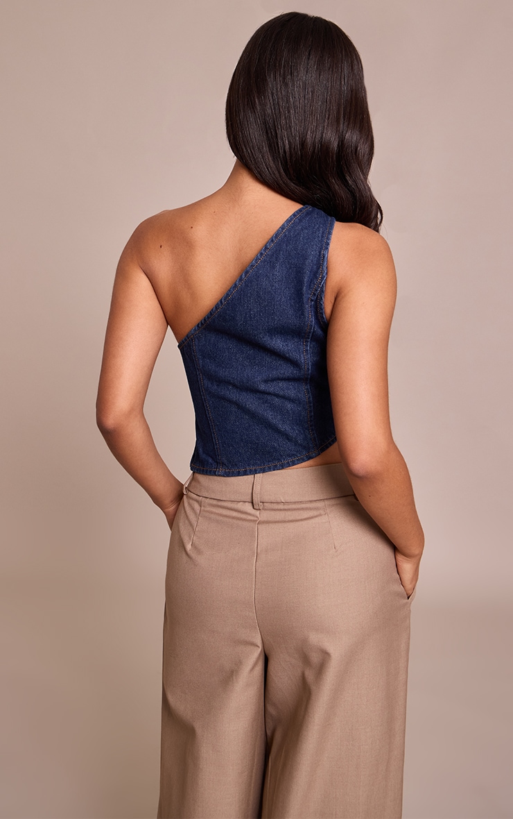 Petite Indigo Denim Asymmetric Top image 2