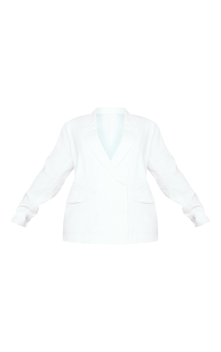 Plus White Oversized Textured Blazer image 5
