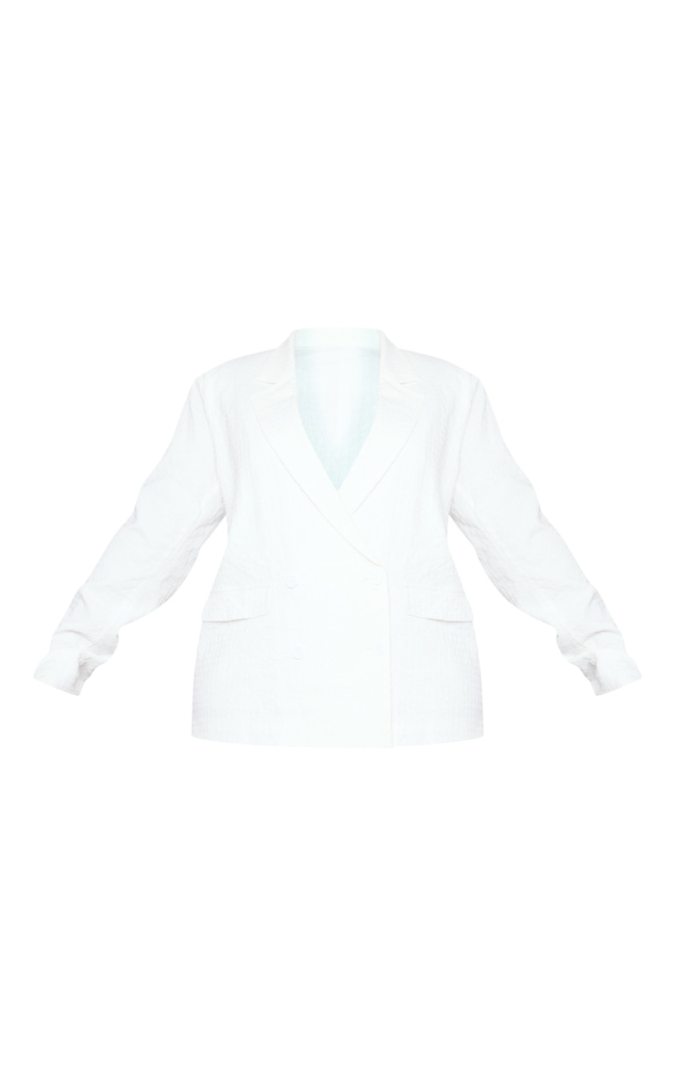 Plus White Oversized Textured Blazer image 5