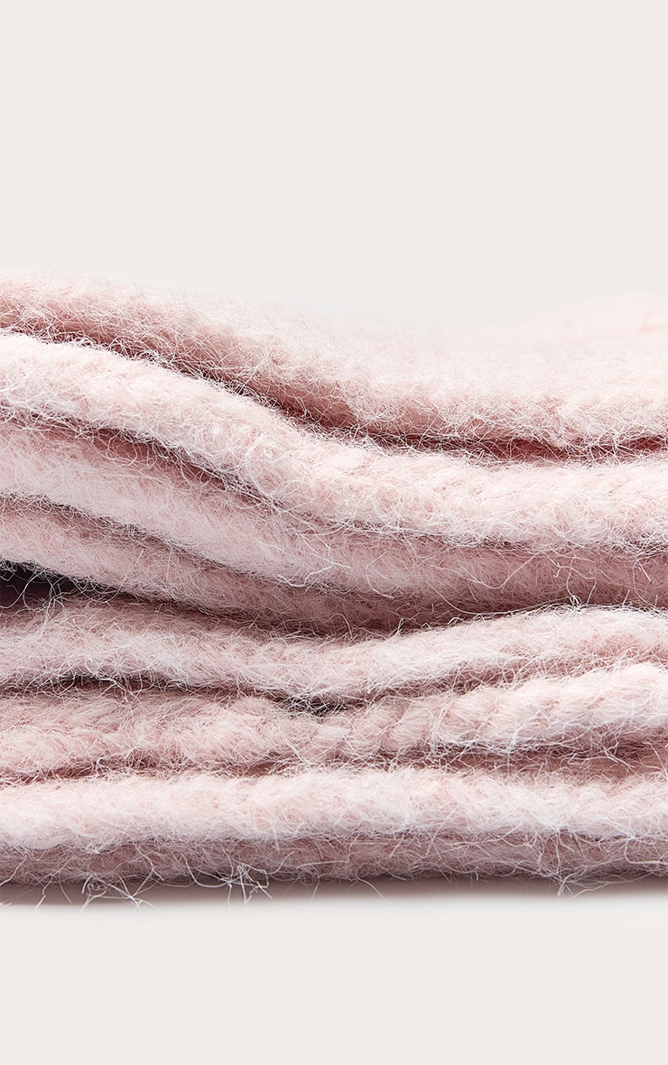 Pink Chunky Knit Tassel Detail Scarf image 3