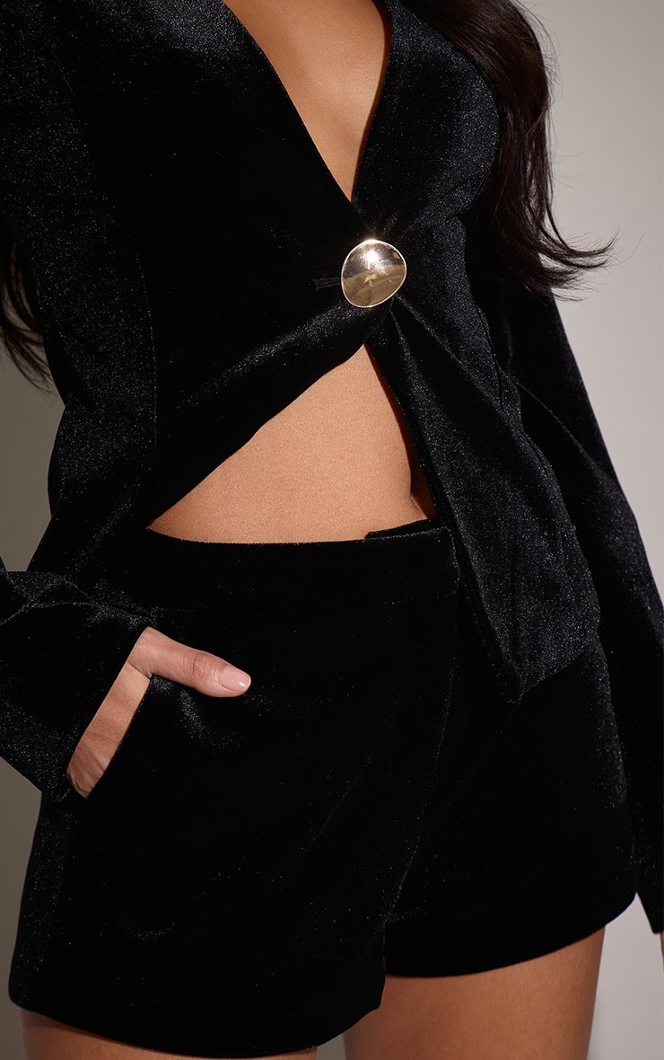 Black Velvet Tailored Shorts image 5