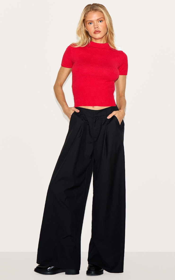 T-shirt basique en maille tricot rouge image 3