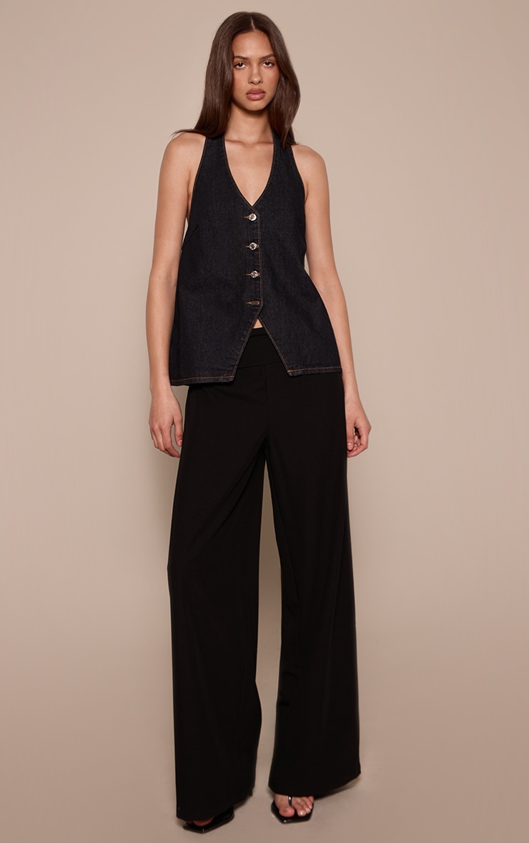 Raw Indigo Halterneck Denim Waistcoat image 3