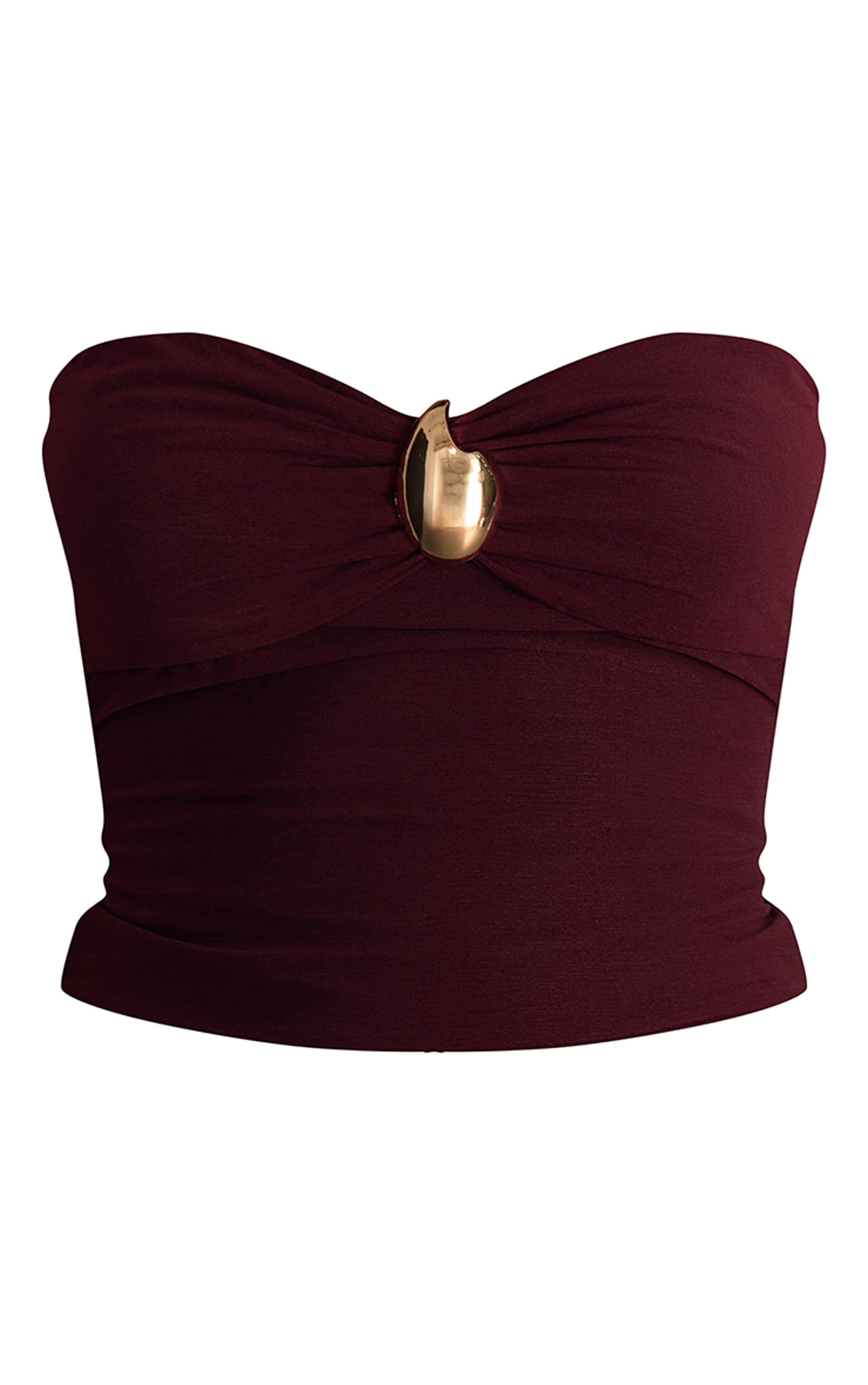 Top bustier bordeaux à empiècement doré image 5