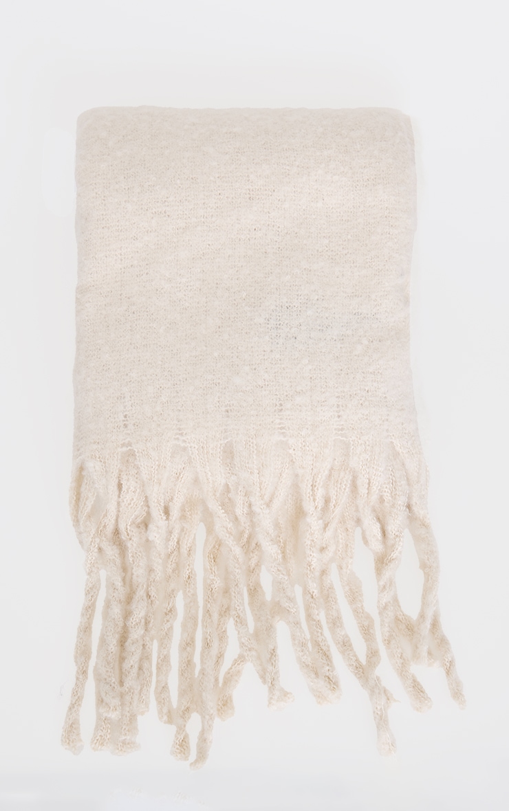 Cream Soft Blanket Tassel Scarf image 2