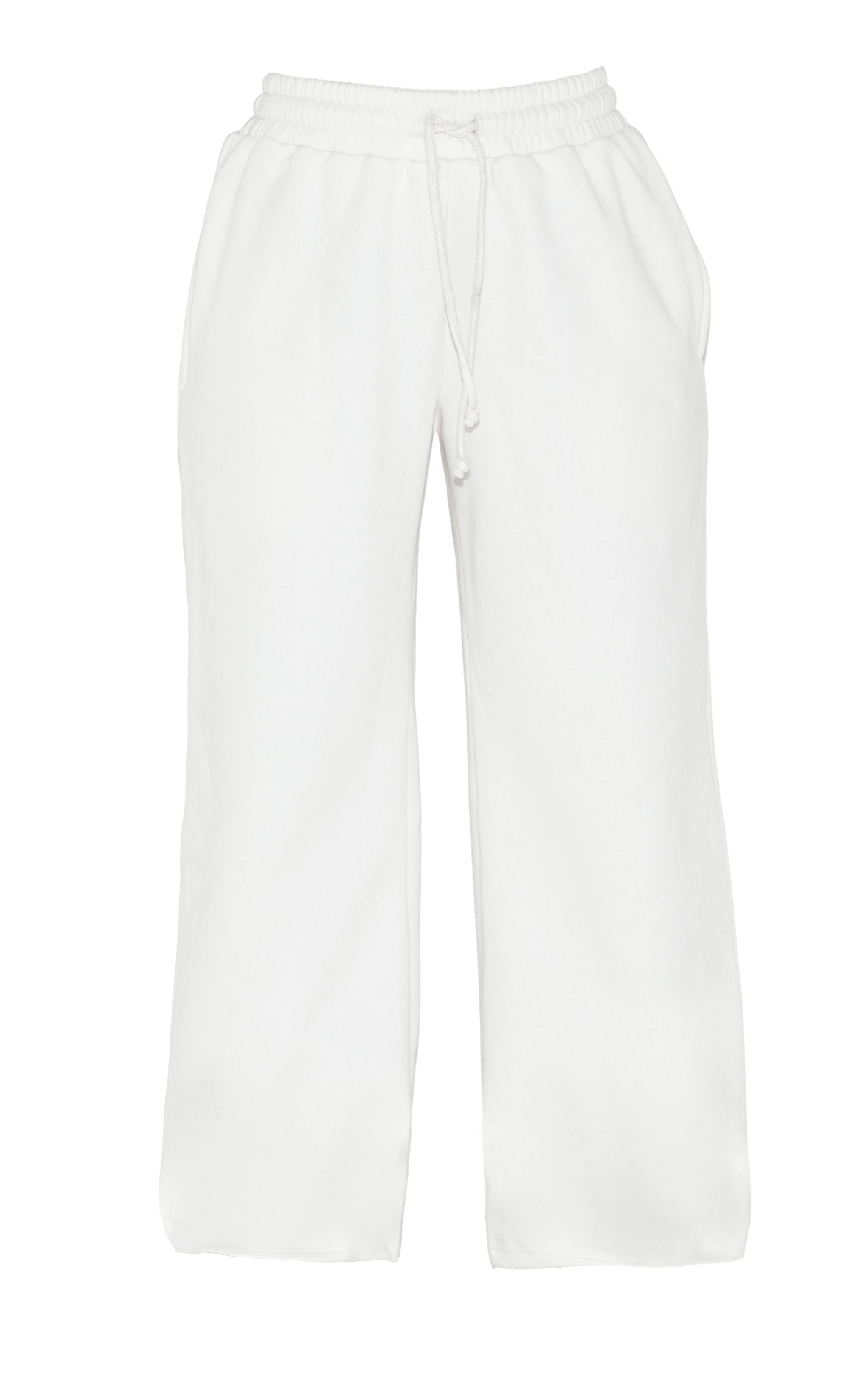 Petite Cream Wide Leg Elastic Waist Drawstring Track Pants image 5