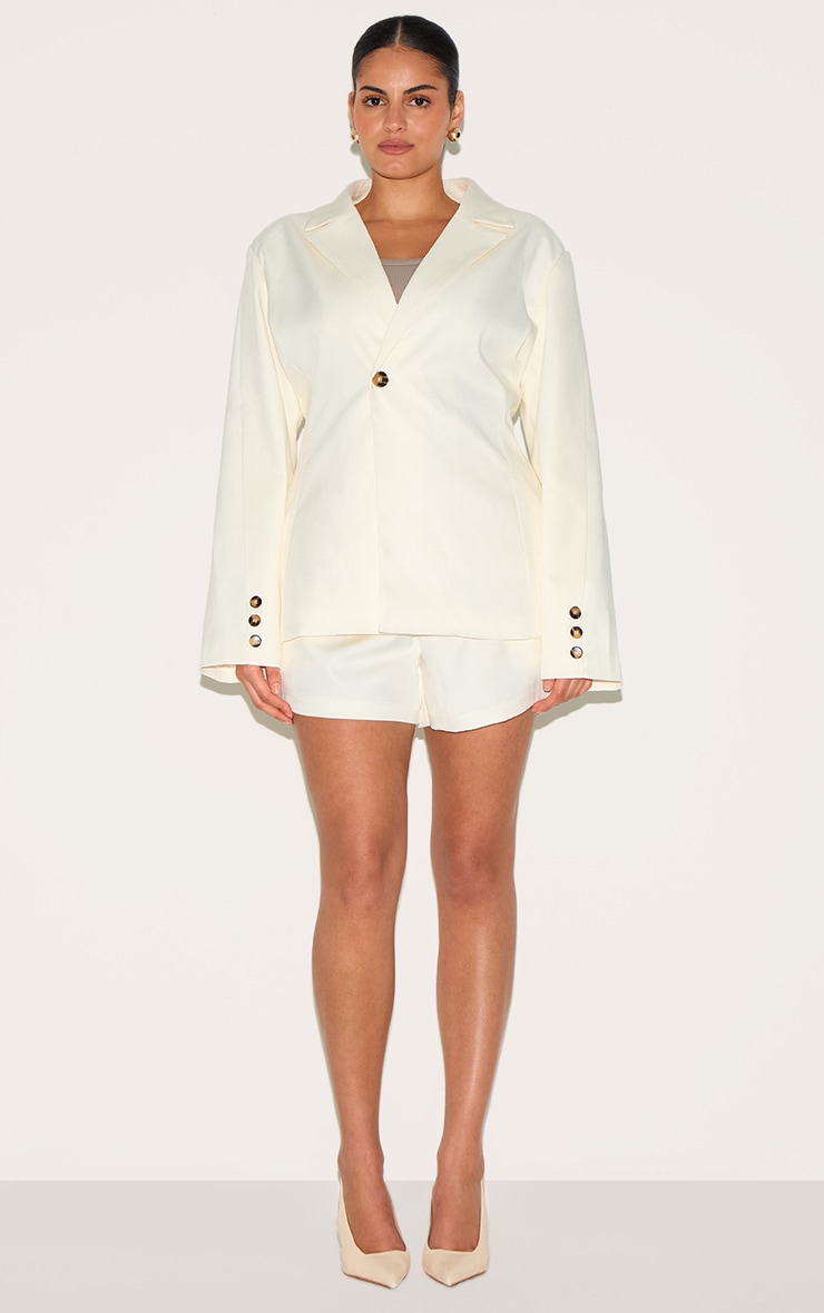 Plus Cream Tailored Woven Cinch Waist Blazer image 3