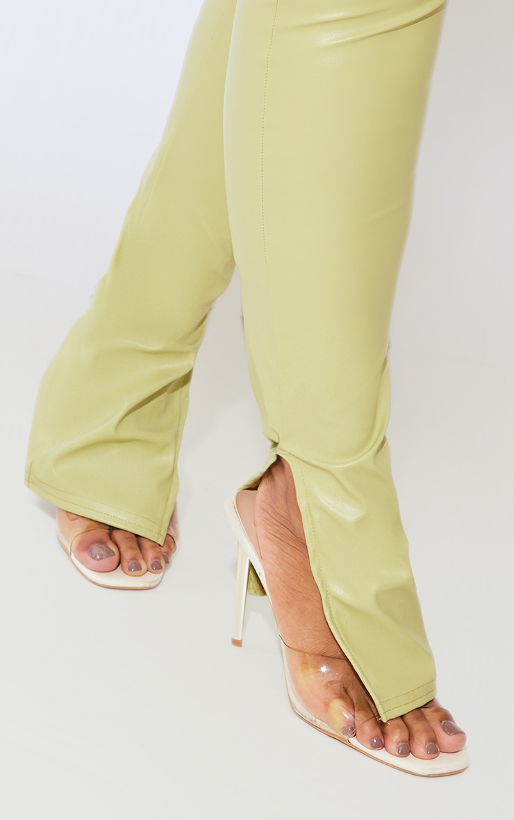 Plus Olive PU Split Hem Pants image 4