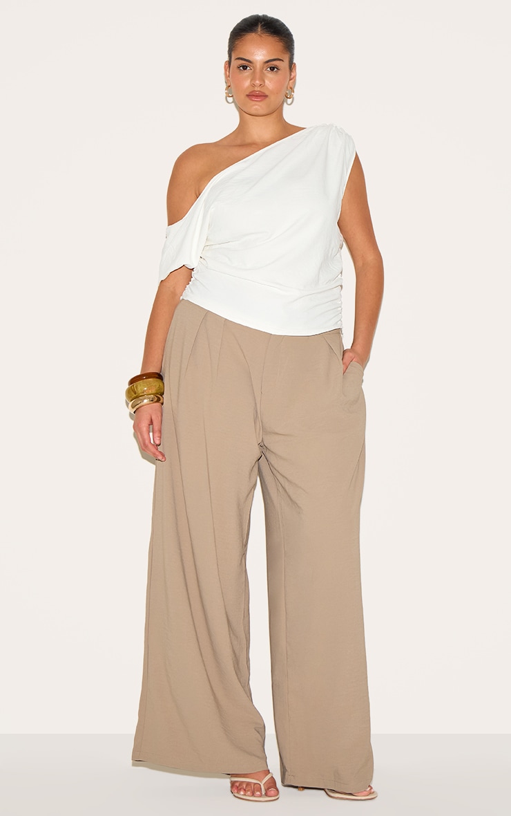 Plus Mushroom Floaty Woven Double Pleat Wide Leg Pants image 1