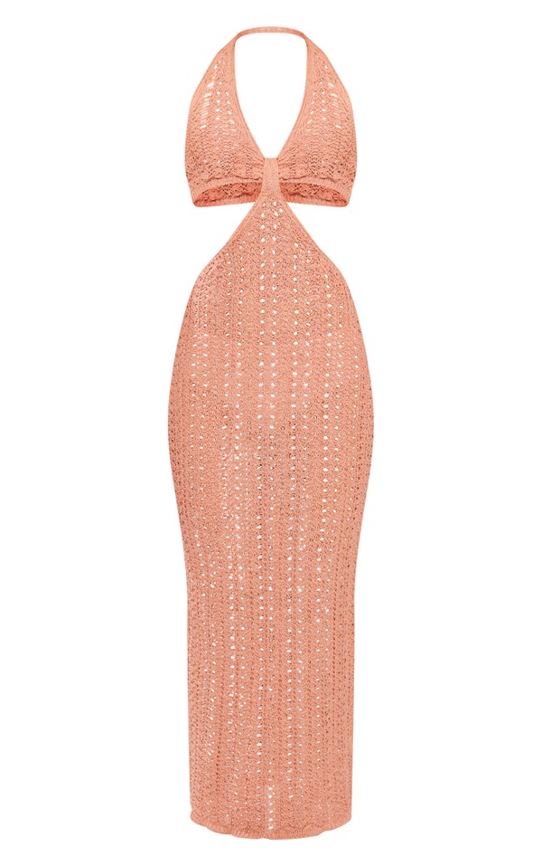 Clay Side Cut Out Crochet Maxi Dress PrettyLittleThing IRE
