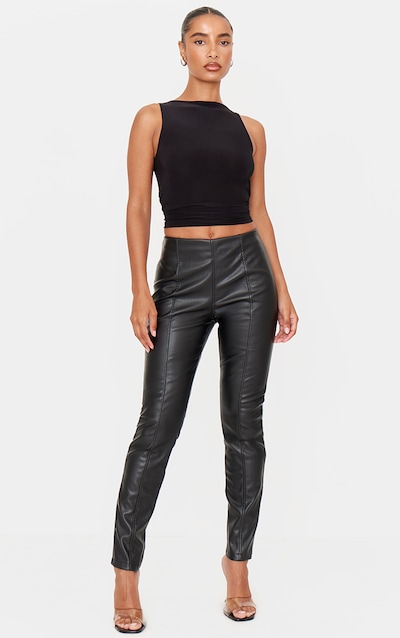 Black Faux Leather Stretch Leggings
