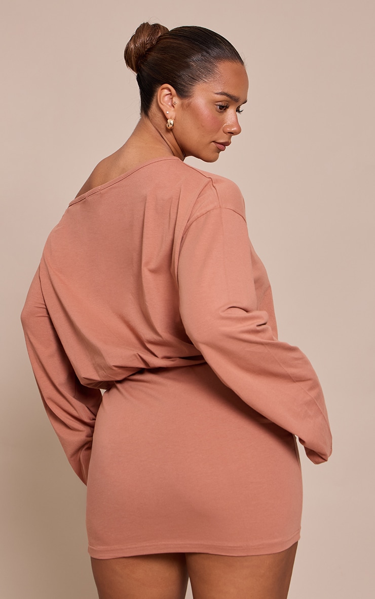 Shape Mini robe en coton café au lait à manches évasées et col bateau image 2