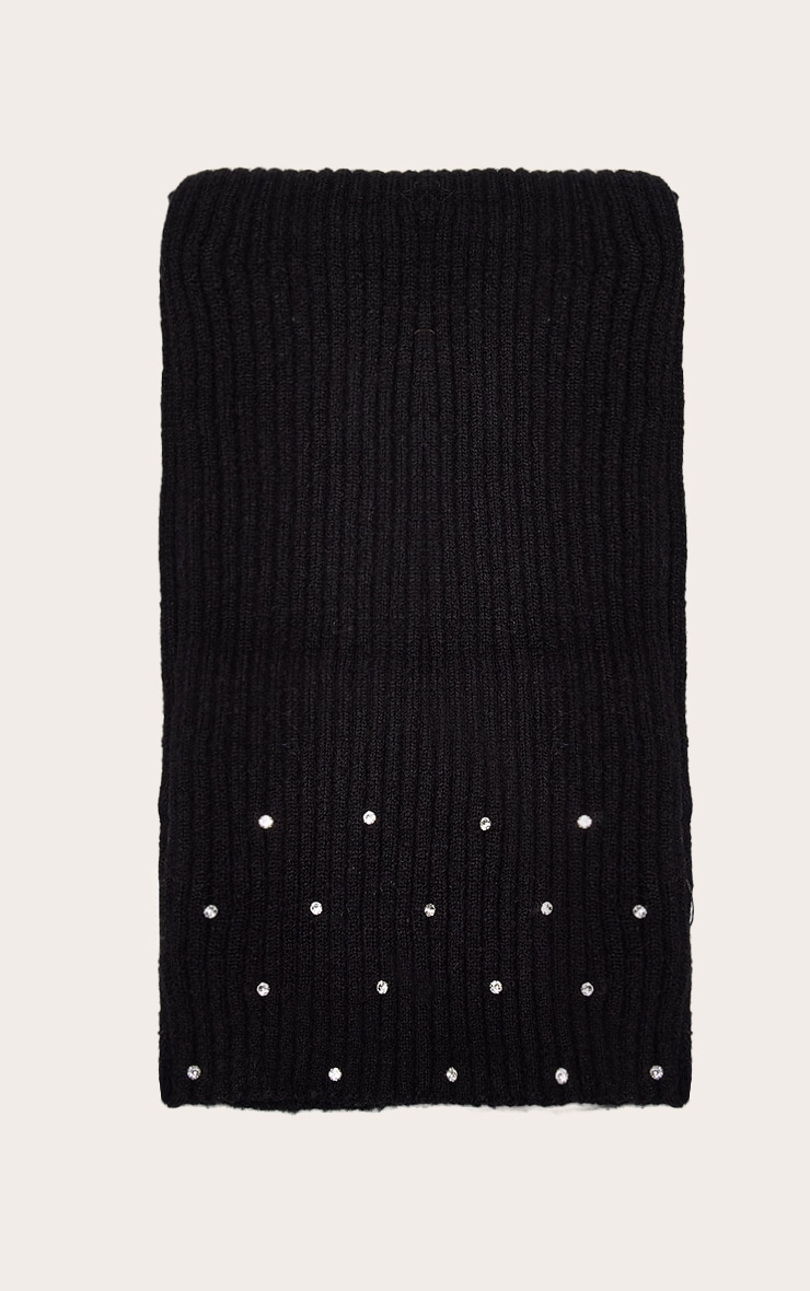 Black Ribbed Diamante Scarf image 2