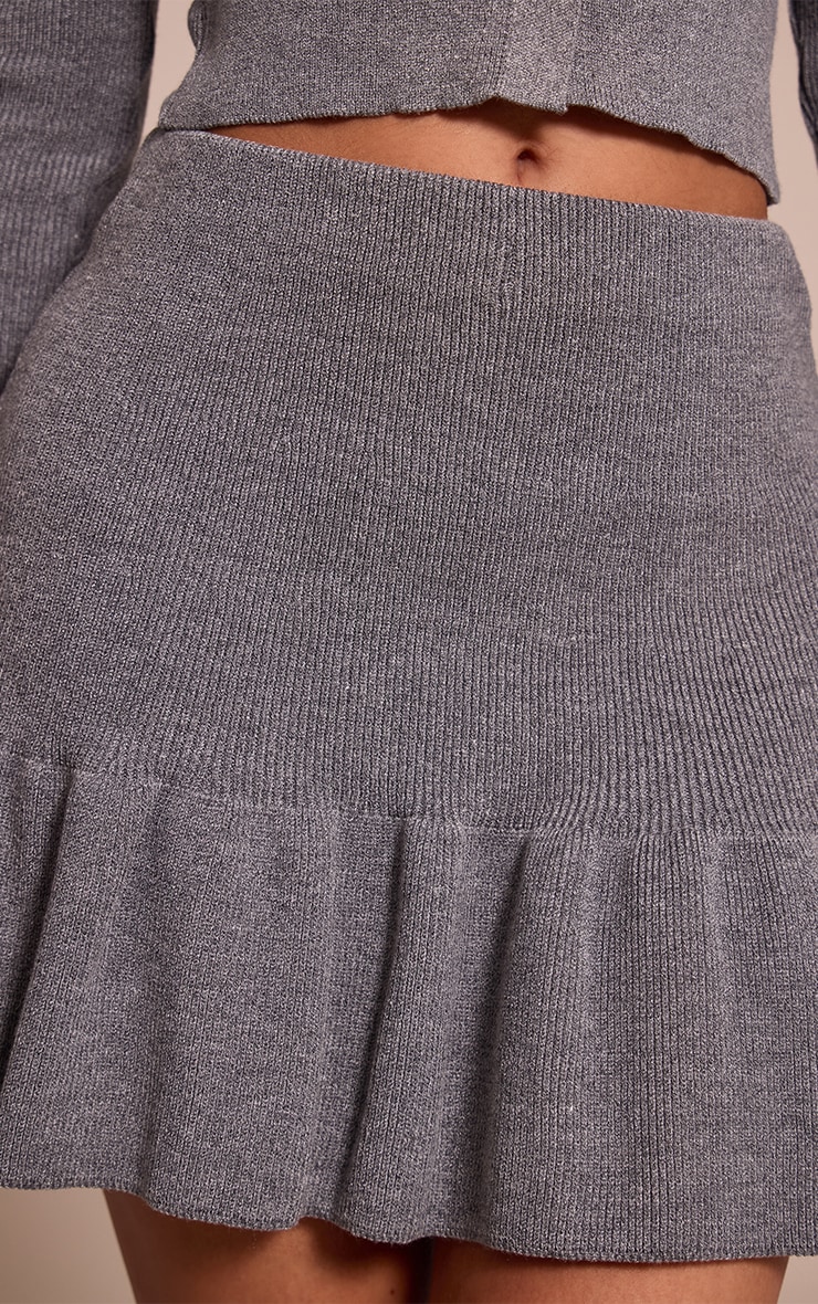 Petite Charcoal Knitted Pleated Mini Skirt image 5