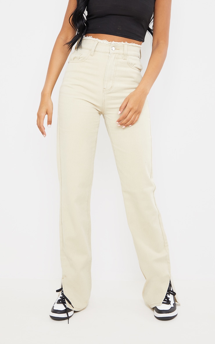 Tall Stone Ripped Waistband Split Hem Jeans image 2