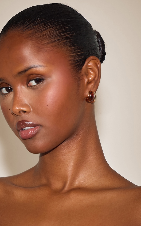 Gold Smooth Layered Tortoiseshell Earrings