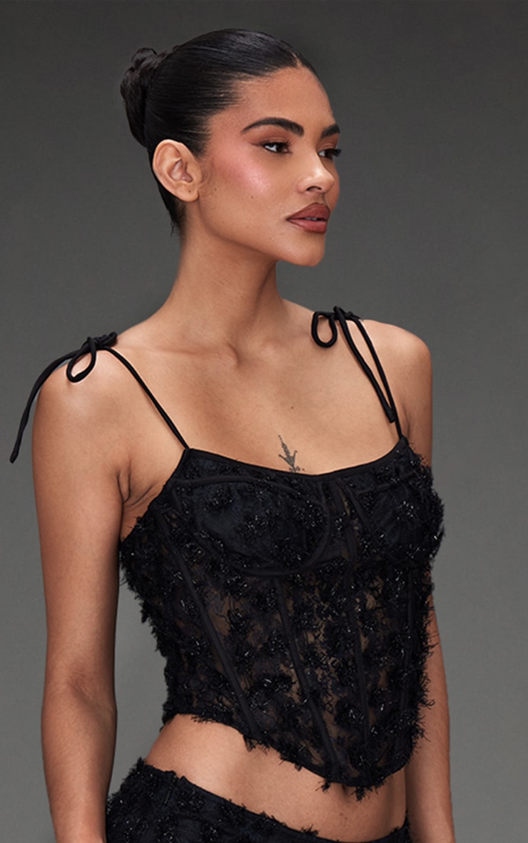 Black Tinsel Lace Corset image 4