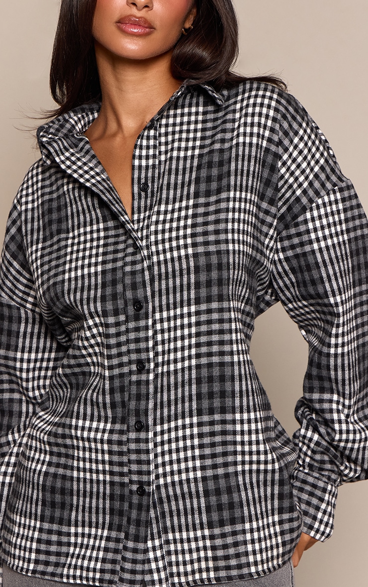 Petite Black Checked Tie Back Flannel Shirt image 4