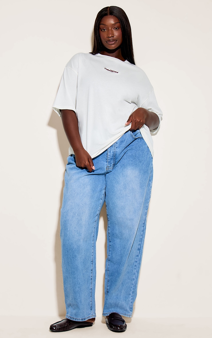 Plus Cream Prettylittlething Oversized T-Shirt image 3