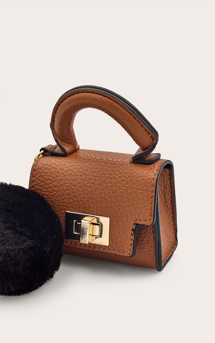 Tan Mini Bag And Pom-pom Bag Charm image 4