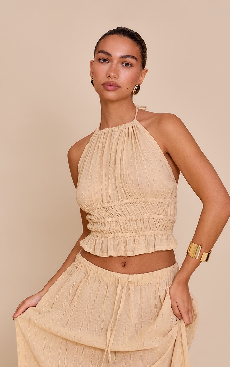 Sand Textured Backless Halterneck Top image 1
