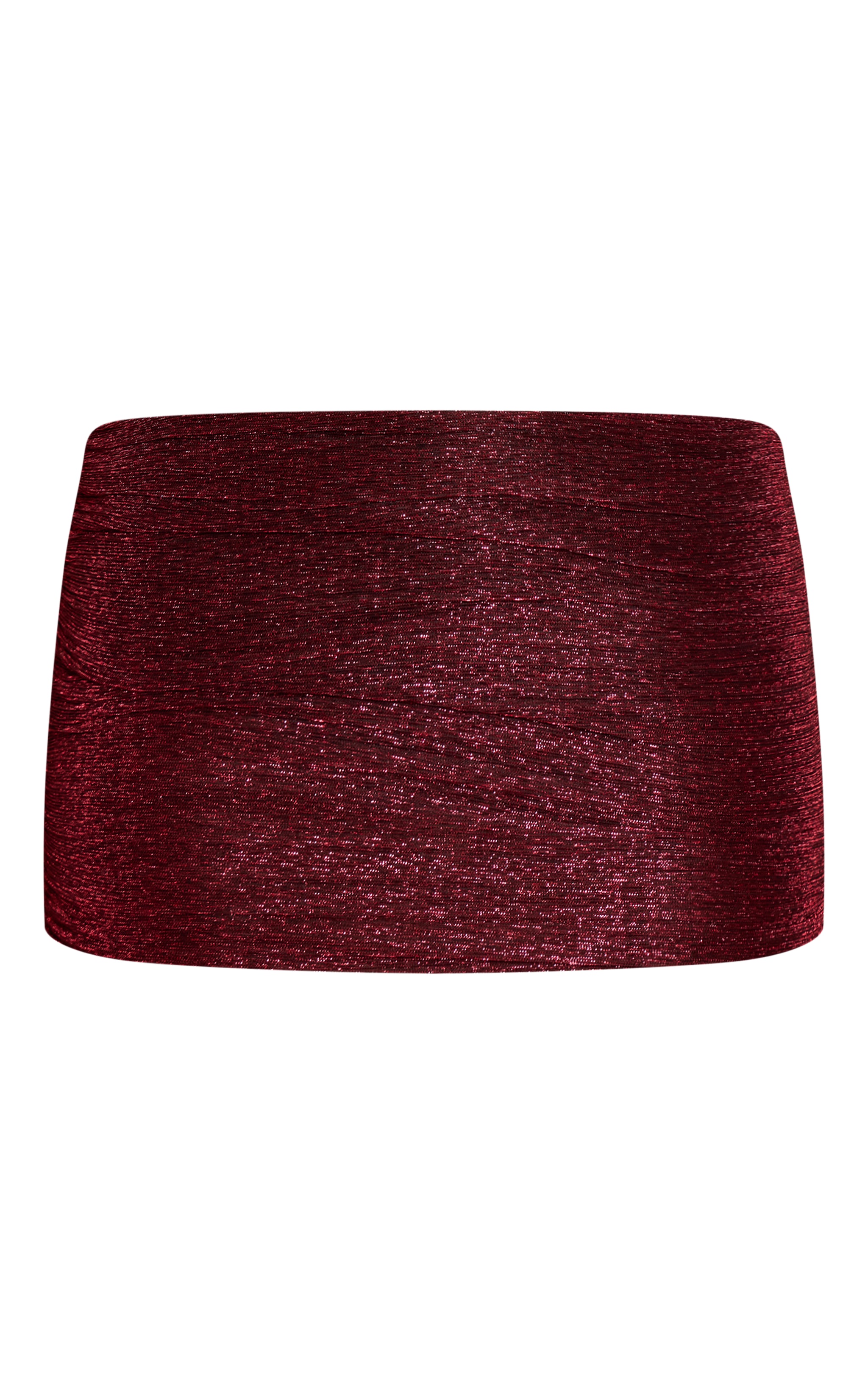 Mini-jupe rouge vin foncé froncée à paillettes et taille mi-haute image 6