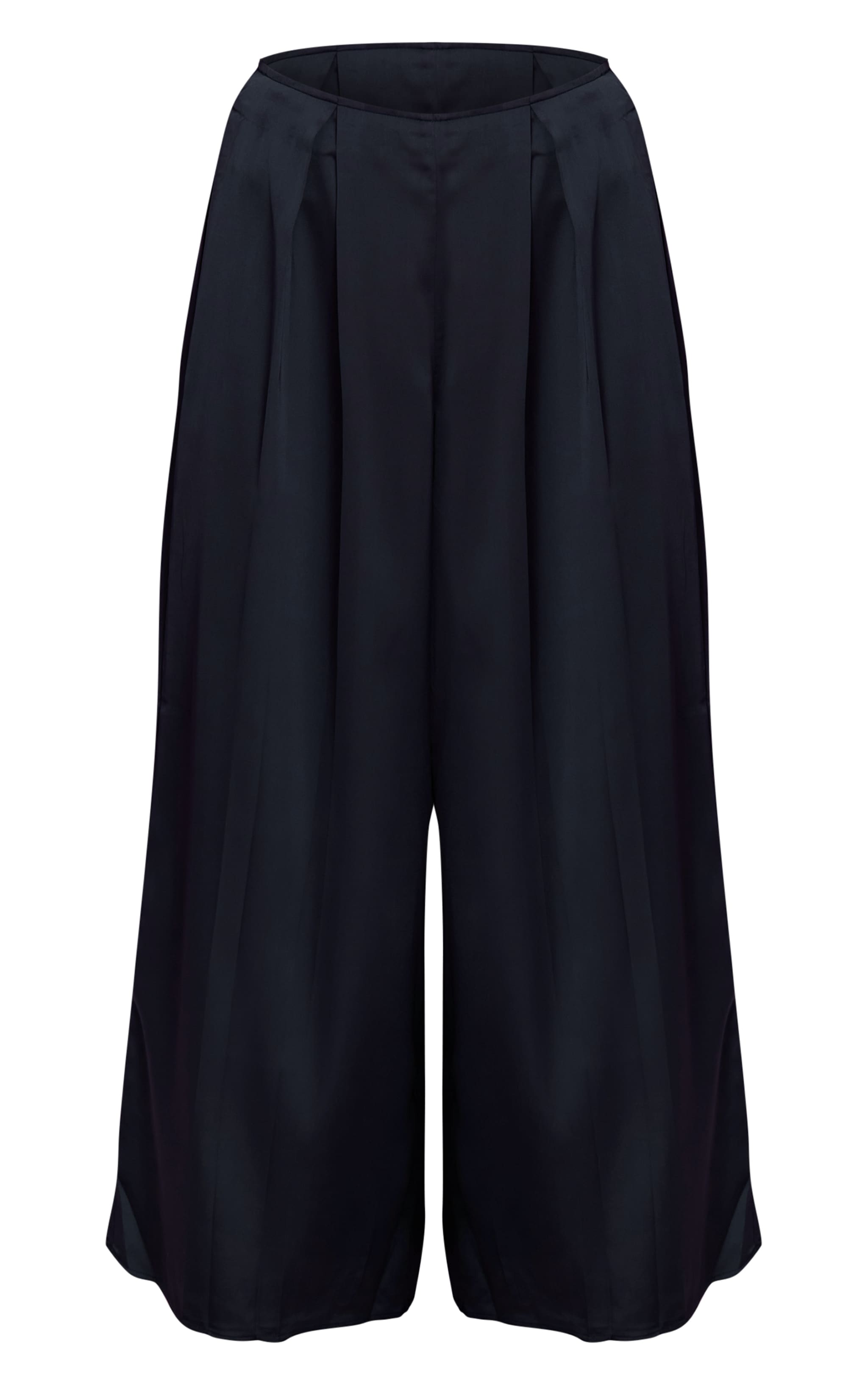 Pantalon large satiné bleu marine plissé image 5