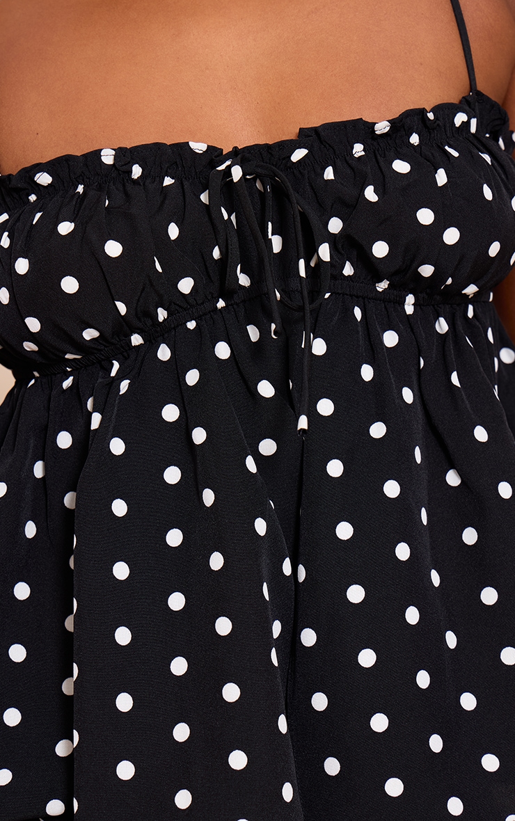 Black Polka Dot Strappy Frill Top image 4