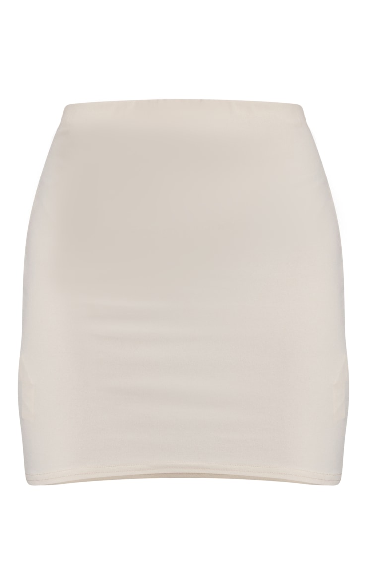 Beige Soft Touch Jersey Mini Skirt image 1