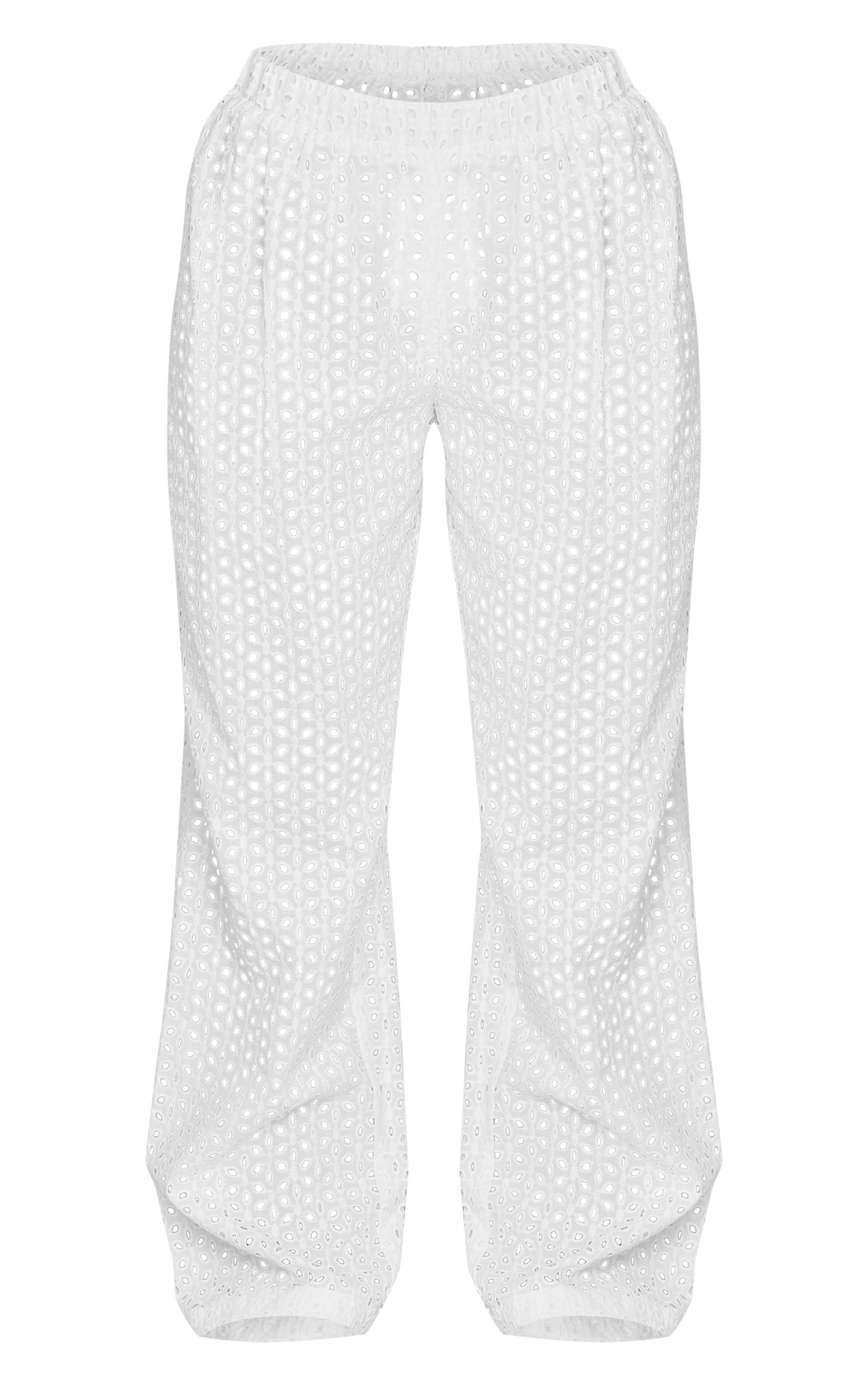 Petite Pantalon large blanc en broderie à taille basse image 5