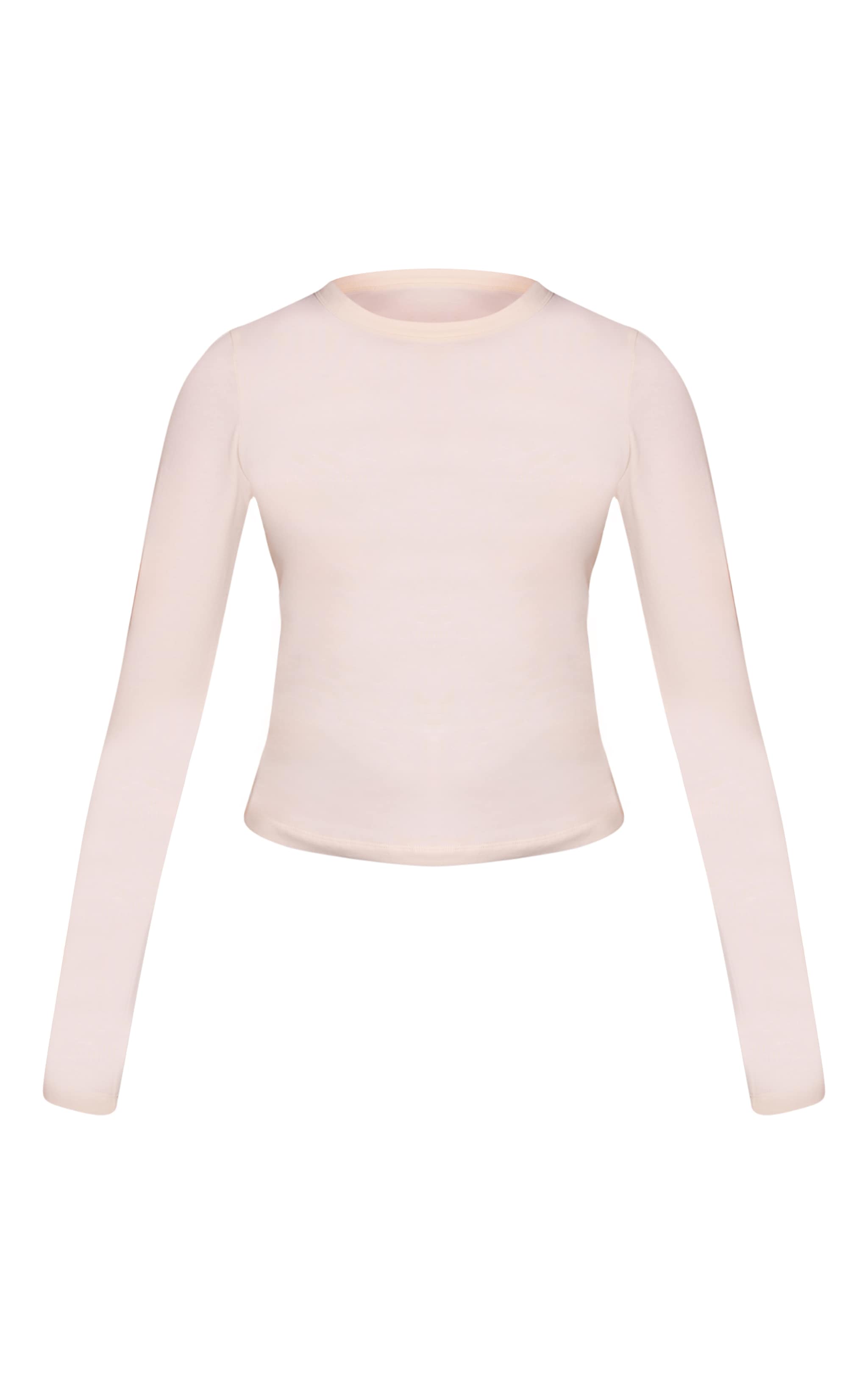 Cream Soft Cotton Crew Neck Longline Long Sleeve Top image 5
