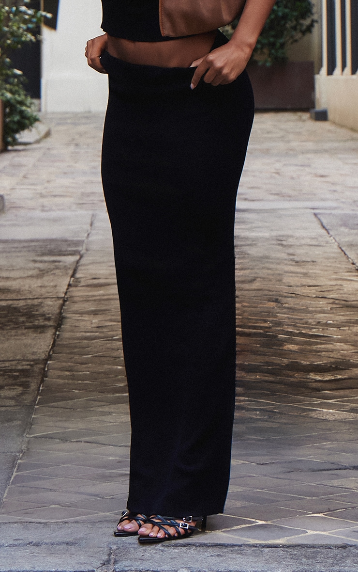 Black Fine Knit Maxi Skirt image 2