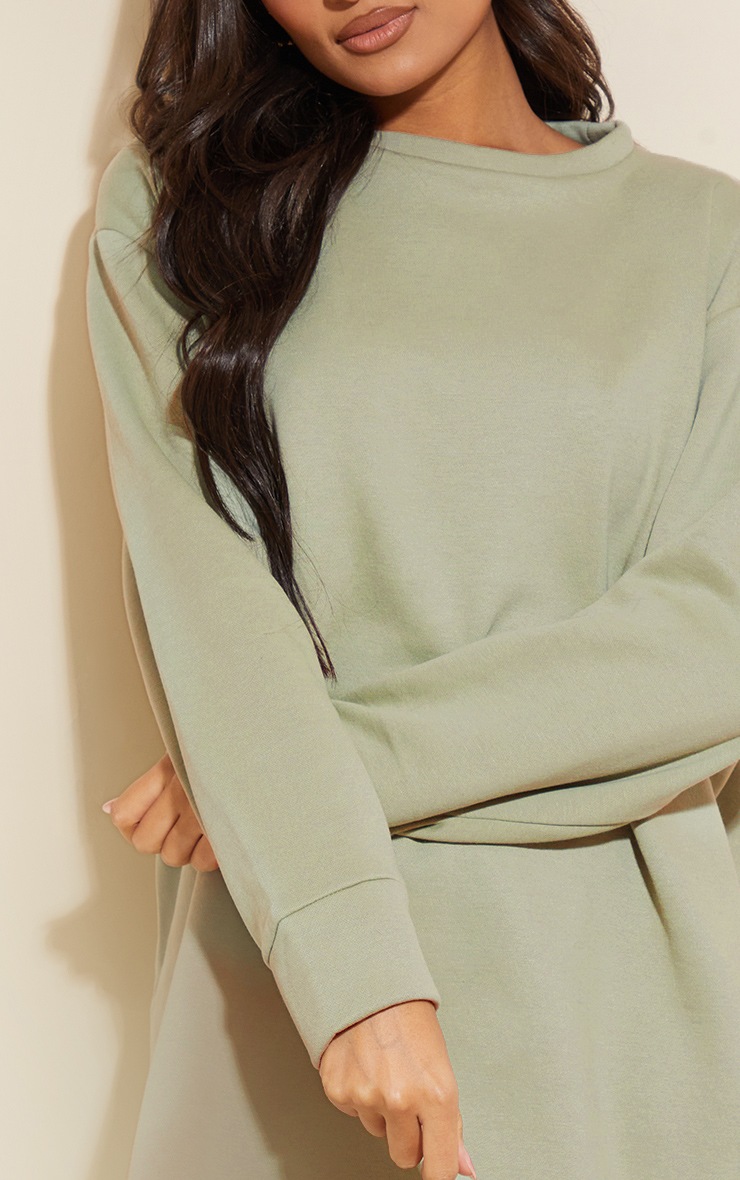 Sage Green Oversized Sweatshirt Sweater Dress image 4