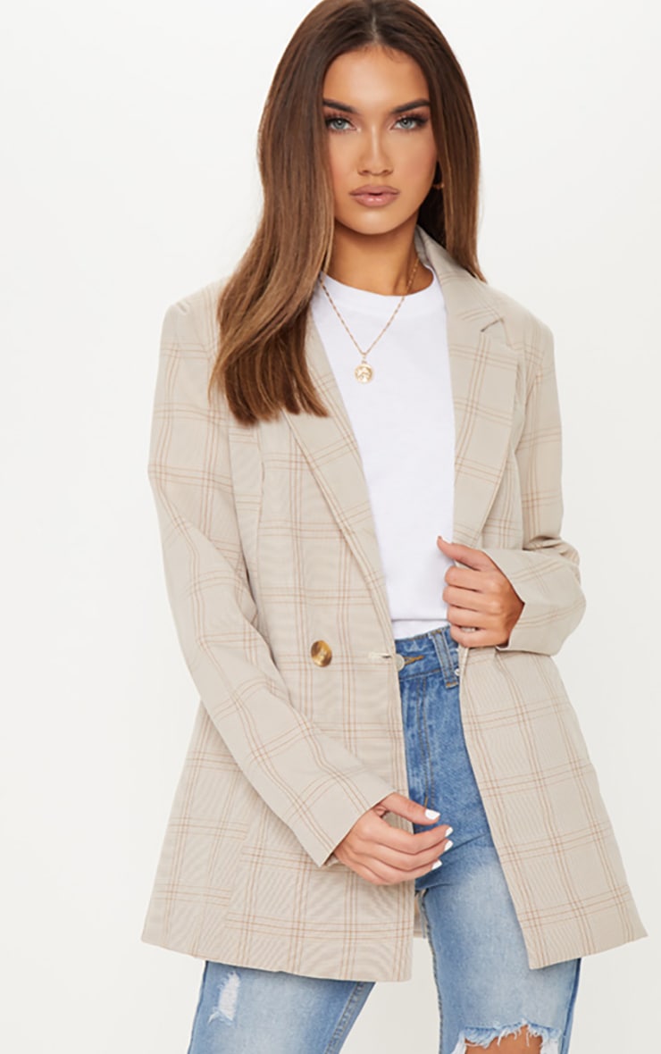 Stone Checked Woven Blazer