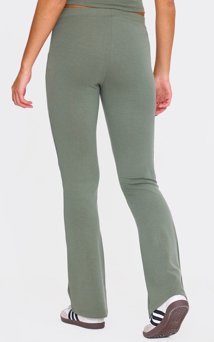 Khaki Premium Soft Touch Skinny Flare Trousers image 3