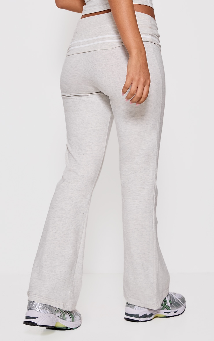 Petite Ash Grey Jersey Foldover Flared Pants image 3