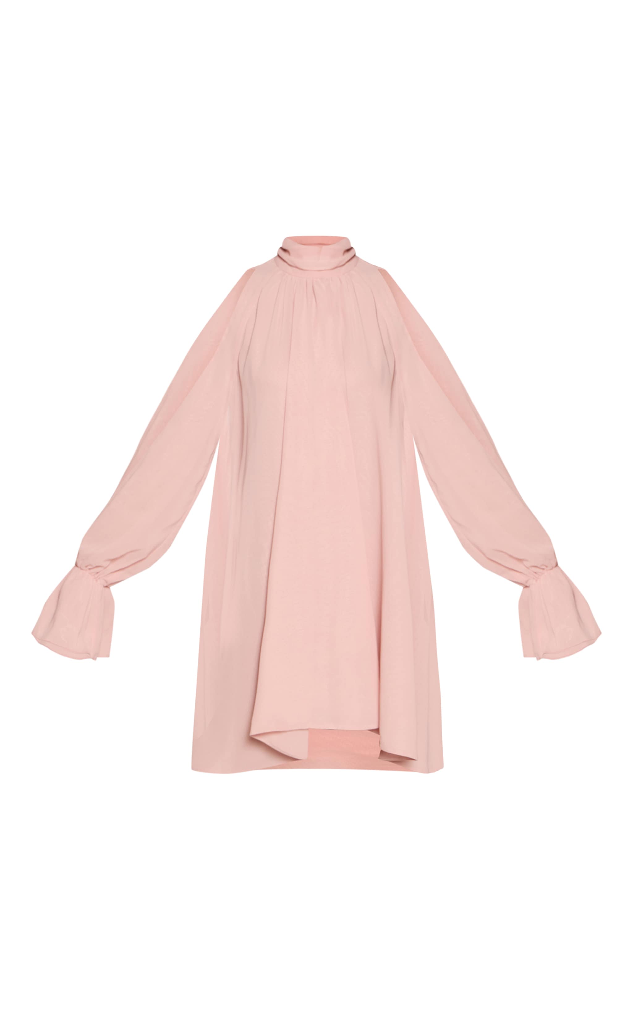 Petite Baby Pink High Neck Ruffle Mini Dress image 5