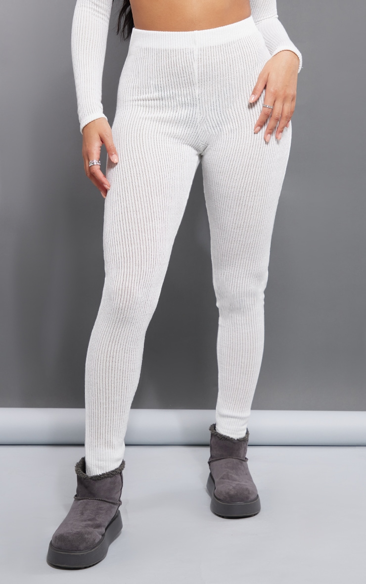 Legging côtelé transparent doux blanc image 2