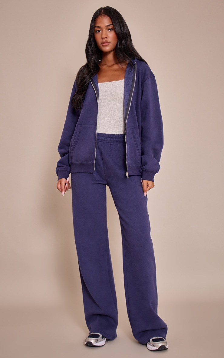 Tall Navy Zip Through Hoodie image 3
