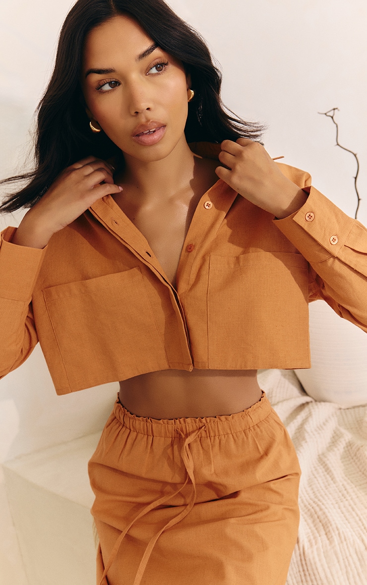 Apricot Drawstring Maxi Skirt image 3
