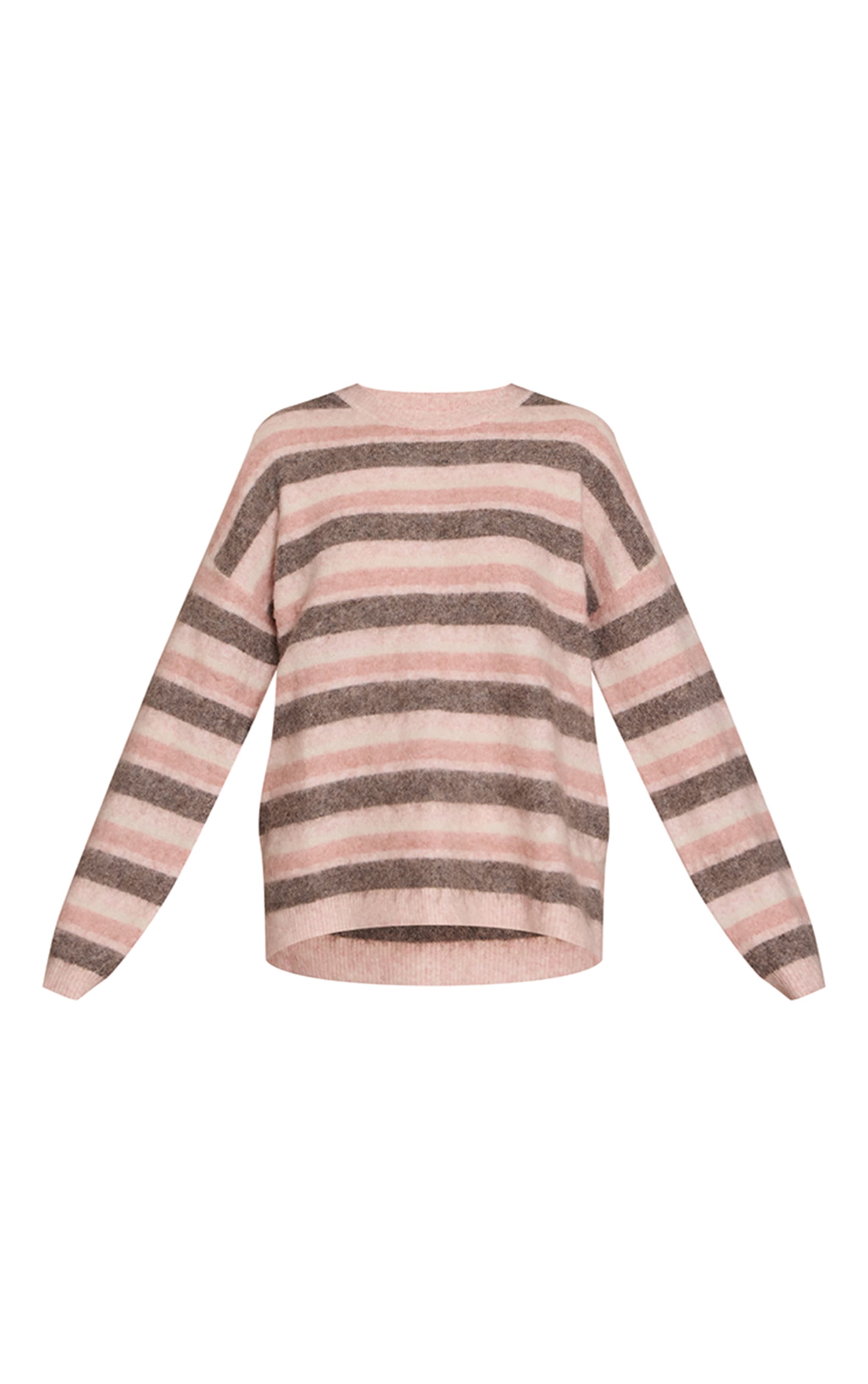 Pink Brushed Aurora Striped Oversized T Shirt  image 5