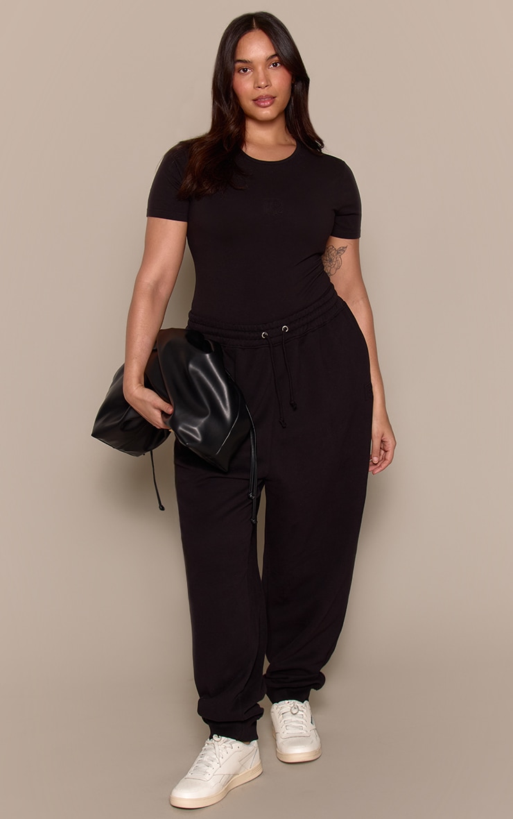 Plus Black Embossed Logo Sweatpants image 1