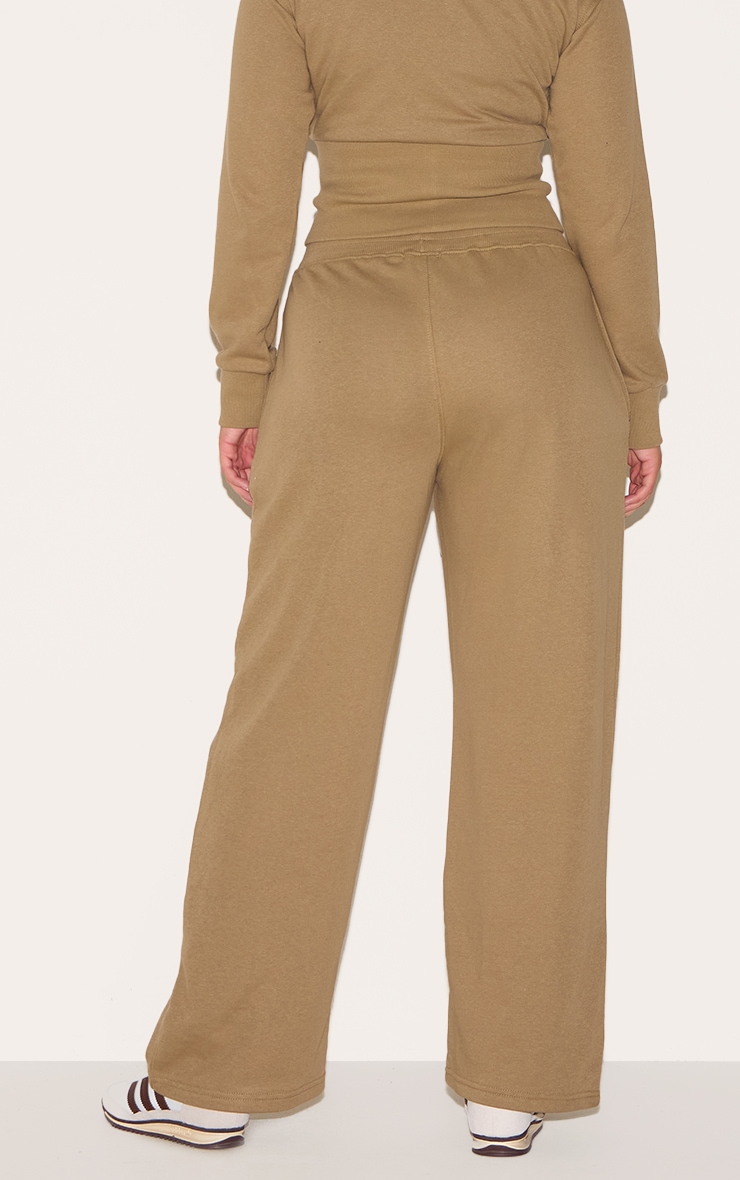 Shape Khaki Waistband Detail Wide Leg Track Pants image 3
