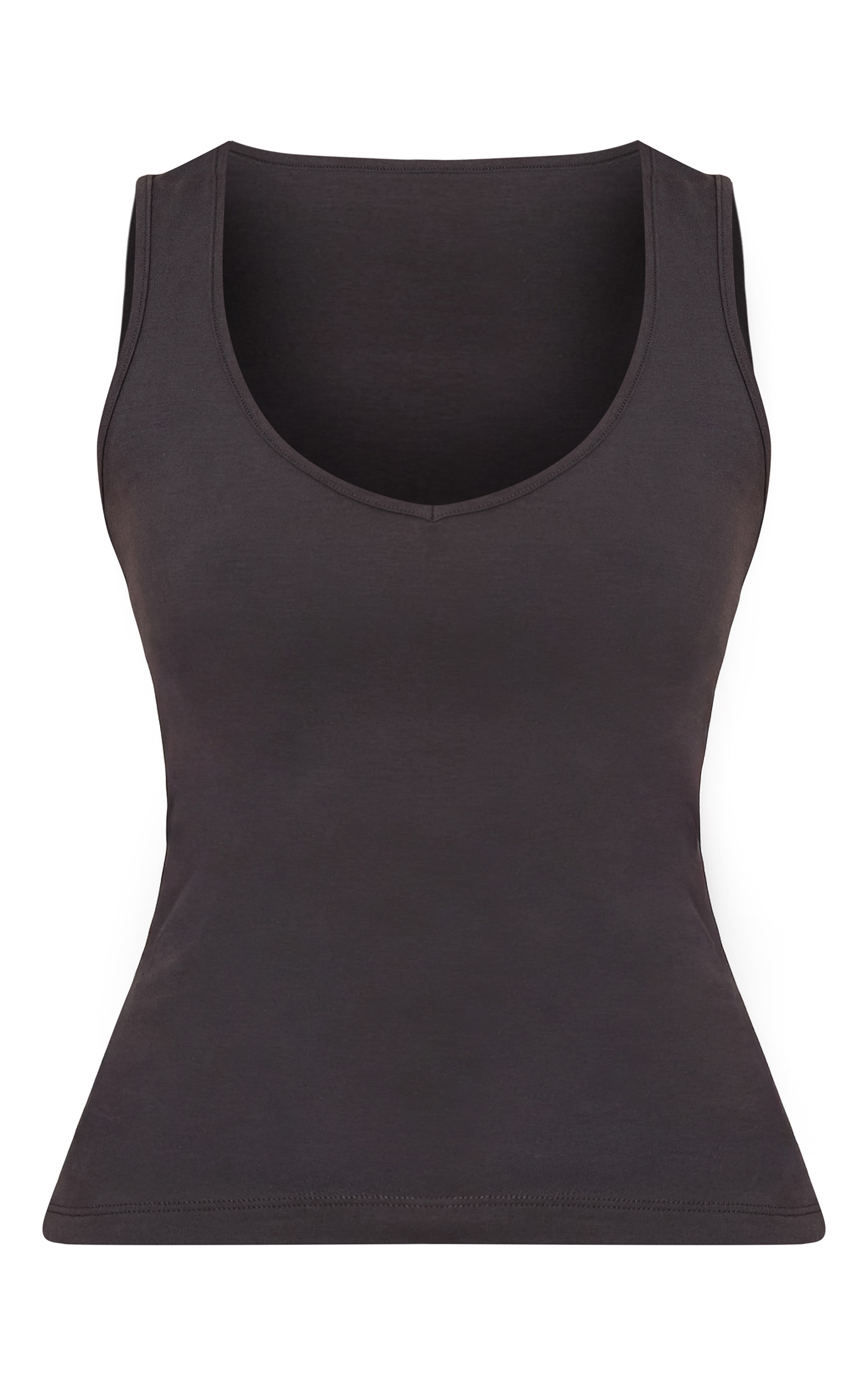 Charcoal Soft Cotton Plunge Neck Vest Top image 5