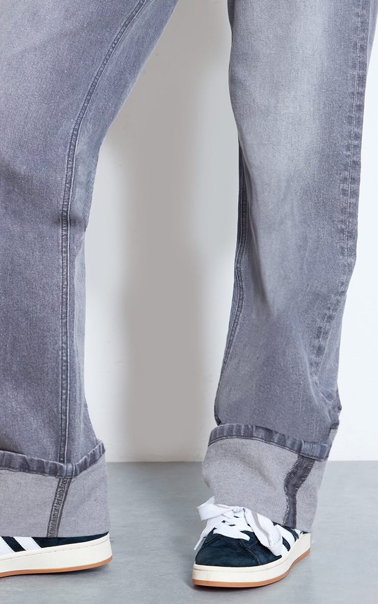 Tall Jean gris effet usé à taille mi-haute et ourlets retroussés image 4