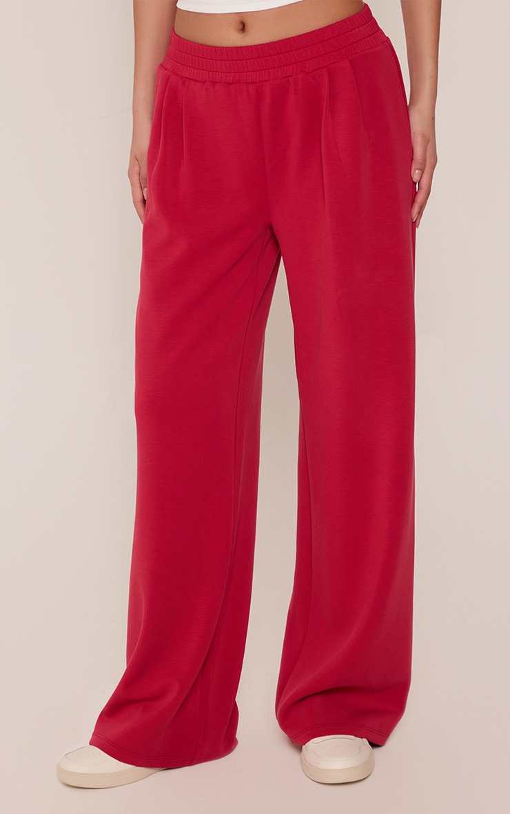 Red Super Soft Elasticated Waist Wide Leg Sweatpants image 4