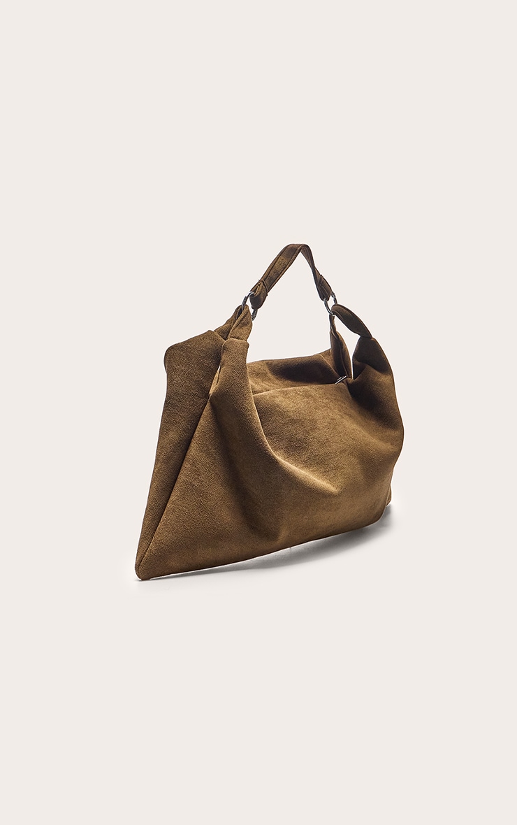 Olive Faux Suede Slouchy Shoulder Bag image 2