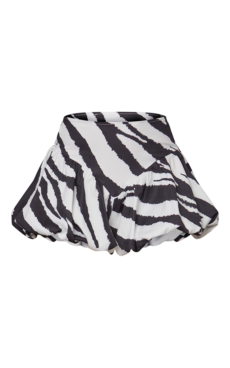 Black Zebra Print Floaty Peplum Shorts image 6