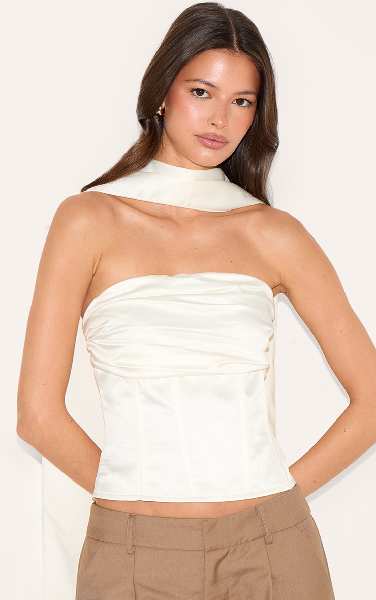 Corset crème froncé à foulard image 4