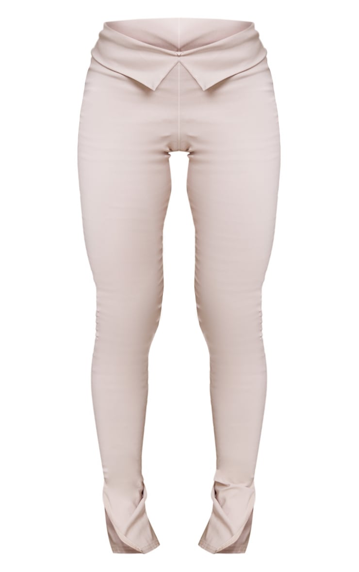 Pantalon skinny gris pierre à ourlet fendu et taille repliée image 5